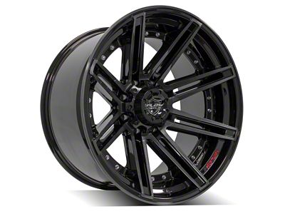 4Play 4P08 Gloss Black with Brushed Face 8-Lug Wheel; 22x12; -44mm Offset (03-09 RAM 3500 SRW)