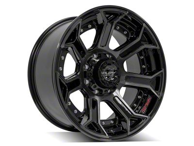 4Play 4P70 Gloss Black with Brushed Face 8-Lug Wheel; 20x10; -24mm Offset (03-09 RAM 3500 SRW)