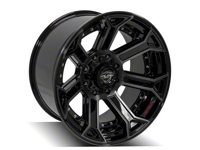 4Play 4P70 Gloss Black with Brushed Face 8-Lug Wheel; 22x12; -44mm Offset (03-09 RAM 3500 SRW)