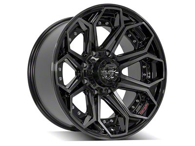 4Play 4P80R Gloss Black with Brushed Face 8-Lug Wheel; 20x10; -24mm Offset (03-09 RAM 3500 SRW)