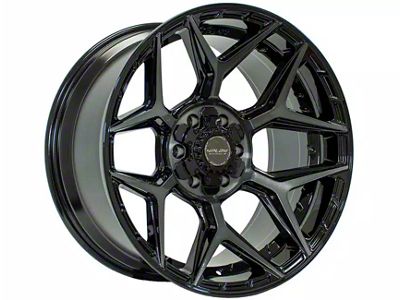 4Play 4P06 Gloss Black with Brushed Face 6-Lug Wheel; 22x12; -44mm Offset (04-08 F-150)