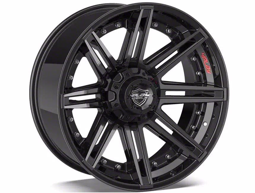 4Play 4P08 Gloss Black with Brushed Face 6-Lug Wheel; 22×10; -18mm Offset (04-08 F-150)