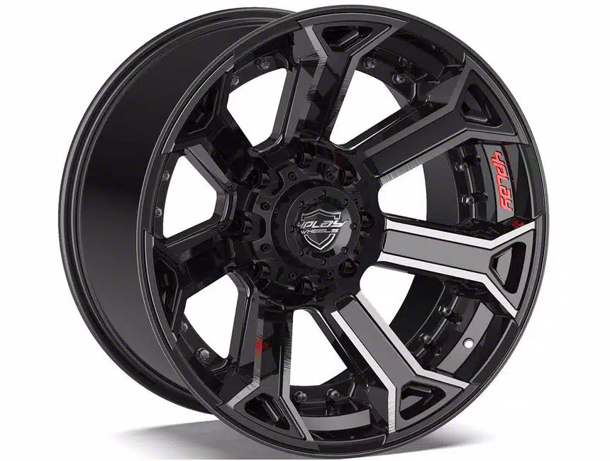 4Play 4P70 Gloss Black with Brushed Face 6-Lug Wheel; 22×10; -18mm Offset (04-08 F-150)