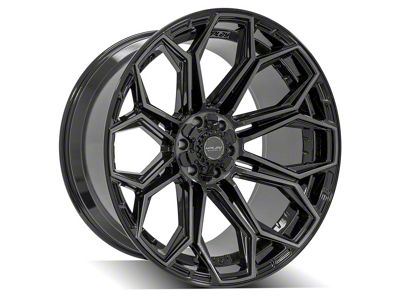 4Play 4P83 Gloss Black with Brushed Face 6-Lug Wheel; 24x12; -44mm Offset (07-13 Silverado 1500)