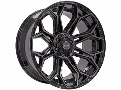 4Play 4P83 Gloss Black with Brushed Face 6-Lug Wheel; 22x12; -44mm Offset (07-14 Yukon)