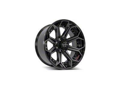 4Play 4P80R Gloss Black with Brushed Face 8-Lug Wheel; 22x10; -24mm Offset (08-10 F-250 Super Duty)