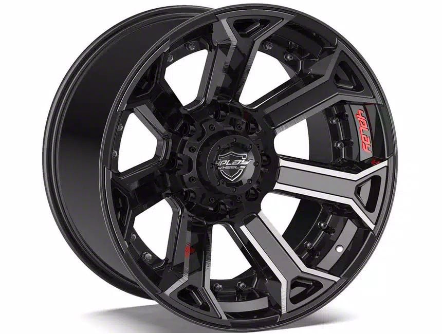 4Play 4P70 Gloss Black with Brushed Face 6-Lug Wheel; 22×10; -18mm Offset (09-14 F-150)