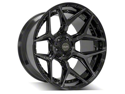 4Play 4P06 Gloss Black with Brushed Face 5-Lug Wheel; 22x12; -44mm Offset (09-18 RAM 1500)