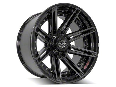 4Play 4P08 Gloss Black with Brushed Face 5-Lug Wheel; 22x12; -44mm Offset (09-18 RAM 1500)