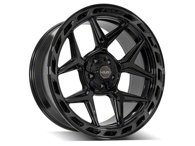 4Play 4P55 Gloss Black with Brushed Face 5-Lug Wheel; 22x10; -18mm Offset (09-18 RAM 1500)