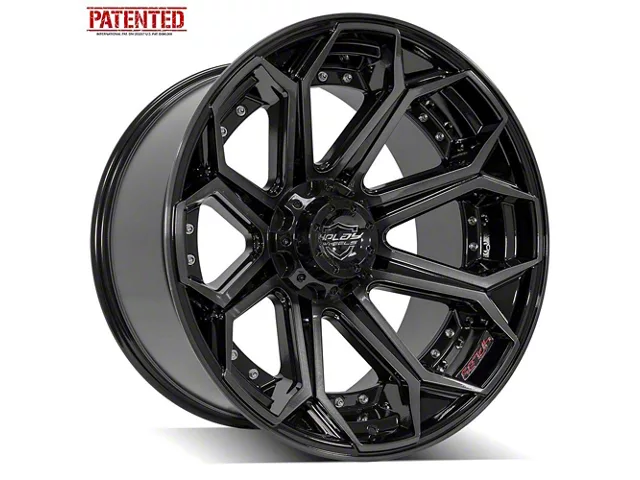 4Play 4P83 Gloss Black with Brushed Face 5-Lug Wheel; 22x12; -44mm Offset (09-18 RAM 1500)