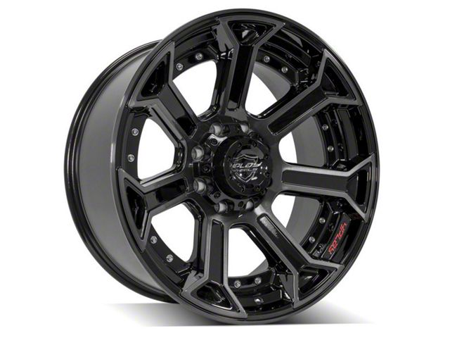 4Play 4P70 Gloss Black with Brushed Face 8-Lug Wheel; 22x10; -24mm Offset (10-18 RAM 2500)