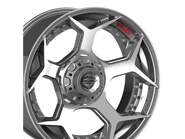 4Play Forged Series 4PF6 Brushed with Tinted Clear Center and Polished Barrel 6-Lug Wheel; 22x10; -18mm Offset (14-18 Sierra 1500)