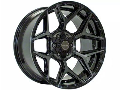 4Play 4P06 Gloss Black with Brushed Face 6-Lug Wheel; 22x12; -44mm Offset (14-18 Silverado 1500)