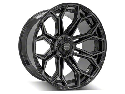 4Play 4P83 Gloss Black with Brushed Face 6-Lug Wheel; 24x12; -44mm Offset (14-18 Silverado 1500)