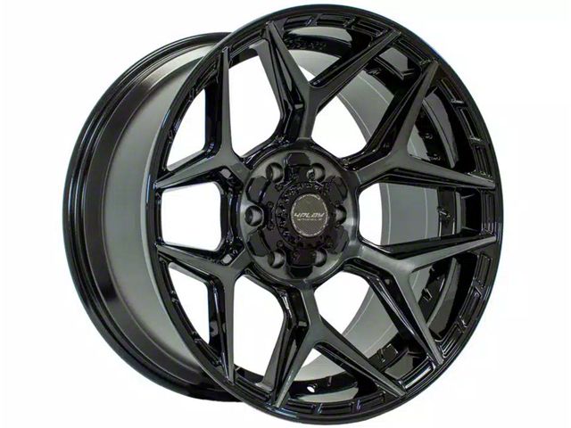 4Play 4P06 Gloss Black with Brushed Face 6-Lug Wheel; 22x10; -18mm Offset (15-20 F-150)