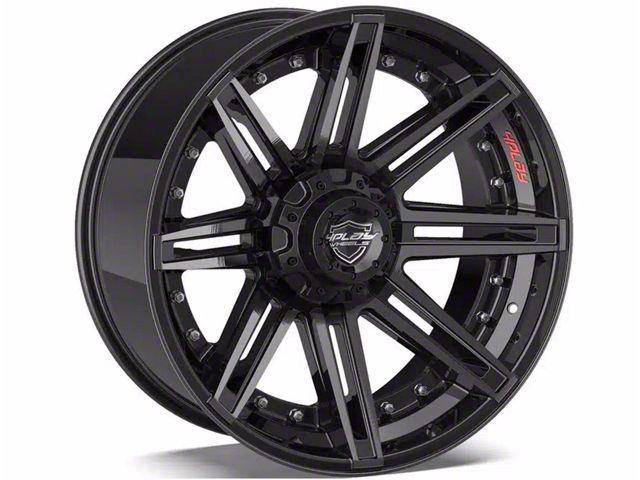 4Play 4P08 Gloss Black with Brushed Face 6-Lug Wheel; 22x10; -18mm Offset (15-20 F-150)