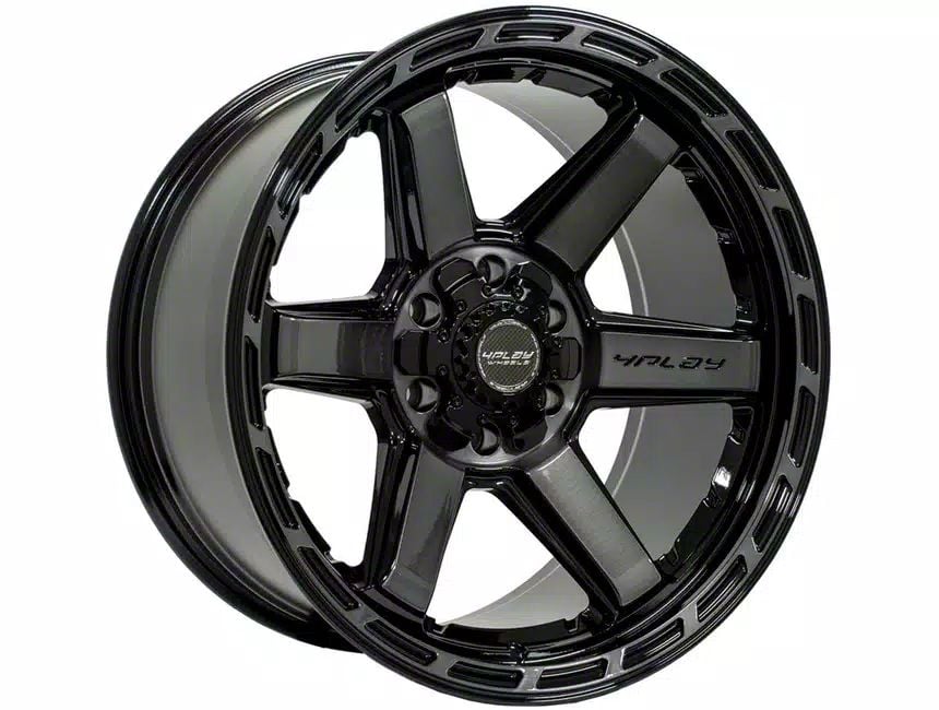 4Play 4P63 Gloss Black with Brushed Face 6-Lug Wheel; 22×10; -18mm Offset (15-20 F-150)