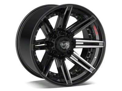 4Play 4P08 Gloss Black with Brushed Face 8-Lug Wheel; 22x10; -24mm Offset (15-19 Sierra 2500 HD)