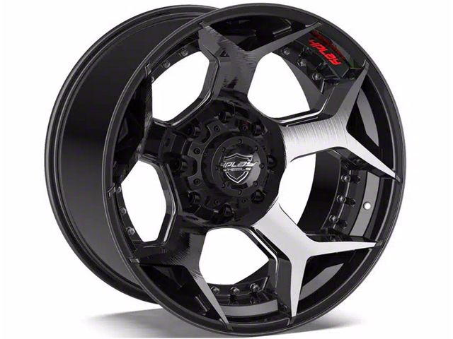 4Play 4P50 Gloss Black with Brushed Face 8-Lug Wheel; 22x10; -24mm Offset (15-19 Sierra 2500 HD)