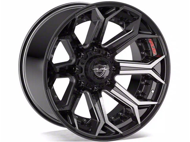 4Play 4P80R Gloss Black with Brushed Face 8-Lug Wheel; 20x10; -24mm Offset (15-19 Silverado 2500 HD)