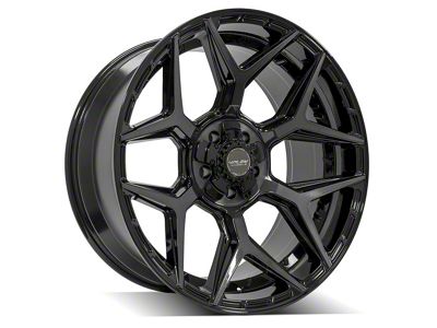 4Play 4P06 Gloss Black with Brushed Face 5-Lug Wheel; 22x10; -18mm Offset (05-11 Dakota)