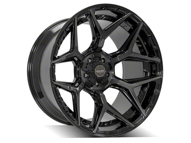 4Play 4P06 Gloss Black with Brushed Face 5-Lug Wheel; 22x12; -44mm Offset (05-11 Dakota)