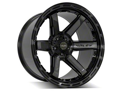 4Play 4P63 Gloss Black with Brushed Face 5-Lug Wheel; 22x12; -44mm Offset (05-11 Dakota)