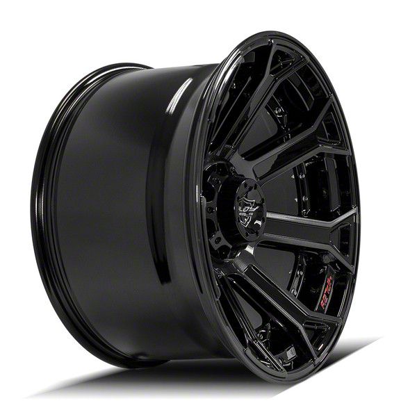 4Play Dakota 4P70 Gloss Black with Brushed Face 5-Lug Wheel; 22x12 ...