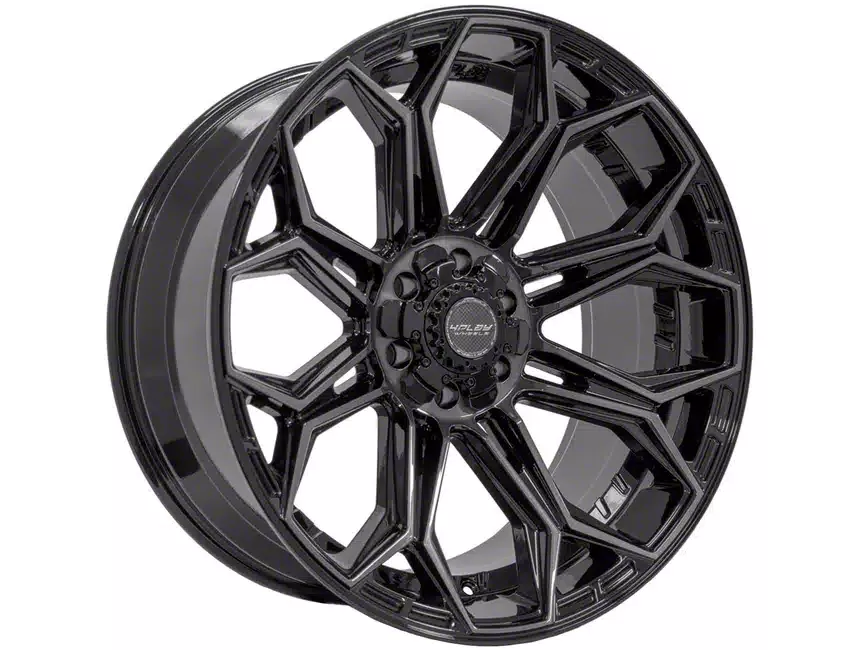 4Play 4P83 Gloss Black with Brushed Face 6-Lug Wheel; 22×10; -18mm Offset (21-24 F-150)