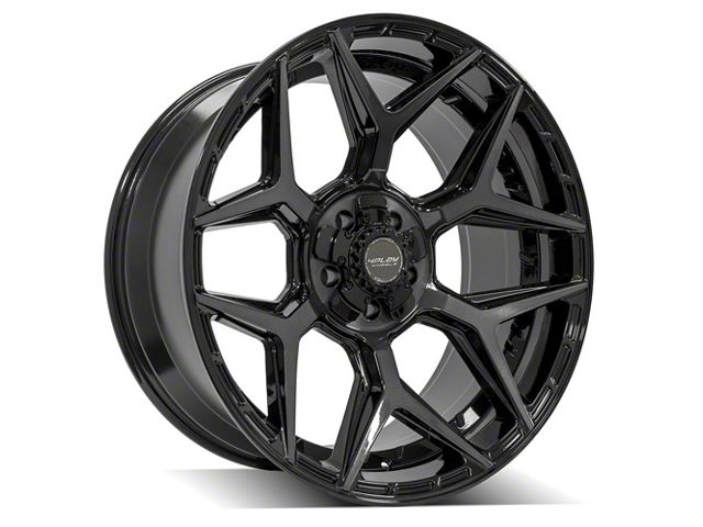 4Play 4P06 Gloss Black with Brushed Face 5-Lug Wheel; 22x10; -18mm Offset (02-08 RAM 1500, Excluding Mega Cab)