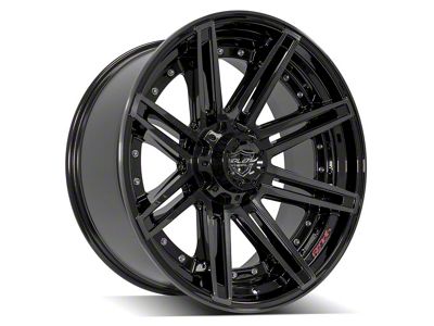 4Play 4P08 Gloss Black with Brushed Face 5-Lug Wheel; 22x10; -24mm Offset (02-08 RAM 1500, Excluding Mega Cab)