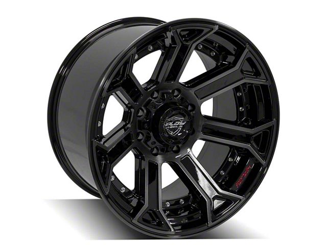 4Play 4P70 Gloss Black with Brushed Face 8-Lug Wheel; 22x12; -44mm Offset (06-08 RAM 1500 Mega Cab)