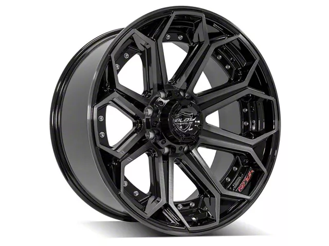 4Play 4P80R Gloss Black with Brushed Face 8-Lug Wheel; 22x10; -24mm Offset (06-08 RAM 1500 Mega Cab)