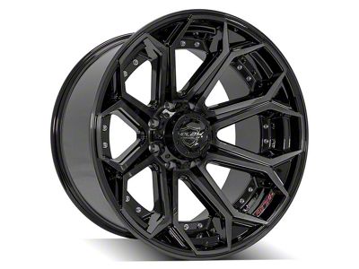 4Play 4P80R Gloss Black with Brushed Face 8-Lug Wheel; 22x12; -44mm Offset (06-08 RAM 1500 Mega Cab)