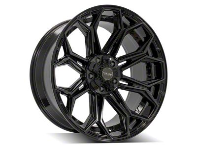 4Play 4P83 Gloss Black with Brushed Face 5-Lug Wheel; 22x10; -18mm Offset (02-08 RAM 1500, Excluding Mega Cab)