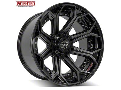 4Play 4P83 Gloss Black with Brushed Face 5-Lug Wheel; 22x12; -44mm Offset (02-08 RAM 1500, Excluding Mega Cab)