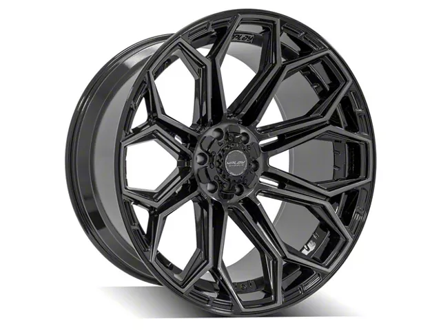 4Play 4P83 Gloss Black with Brushed Face 6-Lug Wheel; 24x12; -44mm Offset (19-24 RAM 1500)