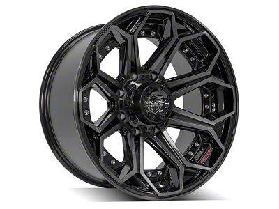 4Play 4P80R Gloss Black with Brushed Face 8-Lug Wheel; 20x10; -24mm Offset (19-24 RAM 2500)