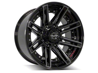 4Play 4P08 Gloss Black with Brushed Face 8-Lug Wheel; 20x10; -24mm Offset (19-24 RAM 3500 SRW)
