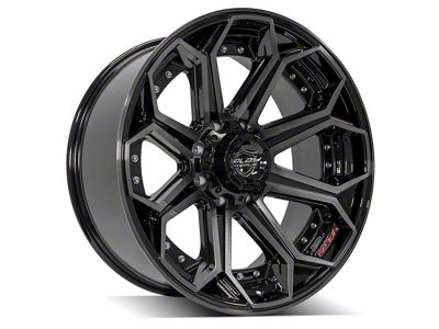 4Play 4P80R Gloss Black with Brushed Face 8-Lug Wheel; 22x10; -24mm Offset (19-24 RAM 3500 SRW)
