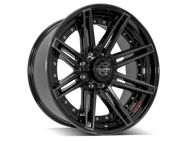 4Play 4P08 Gloss Black with Brushed Face 8-Lug Wheel; 22x10; -24mm Offset (07-10 Sierra 2500 HD)