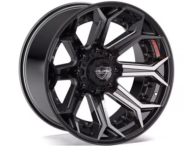 4Play 4P80R Gloss Black with Brushed Face 8-Lug Wheel; 22x10; -24mm Offset (20-24 Sierra 2500 HD)