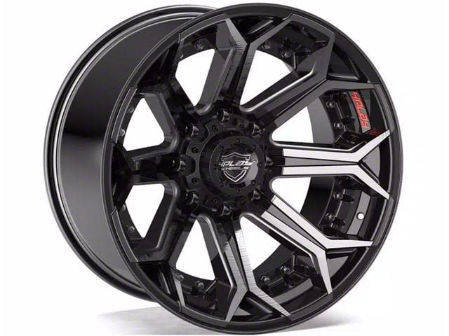 4Play 4P80R Gloss Black with Brushed Face 8-Lug Wheel; 22x12; -44mm Offset (20-24 Sierra 2500 HD)
