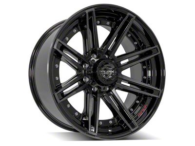 4Play 4P08 Gloss Black with Brushed Face 8-Lug Wheel; 22x10; -24mm Offset (07-10 Sierra 3500 HD SRW)