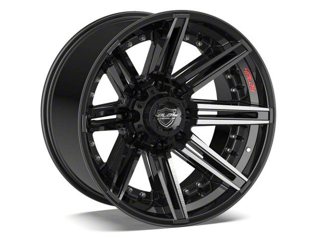 4Play 4P08 Gloss Black with Brushed Face 8-Lug Wheel; 22x10; -24mm Offset (20-24 Sierra 3500 HD SRW)