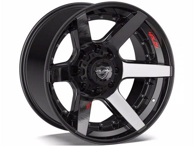 4Play 4P60 Gloss Black with Brushed Face 8-Lug Wheel; 22x10; -24mm Offset (20-24 Sierra 3500 HD SRW)