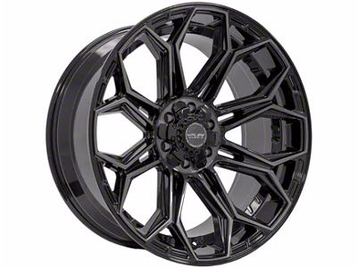 4Play 4P83 Gloss Black with Brushed Face 6-Lug Wheel; 22x12; -44mm Offset (19-24 Silverado 1500)