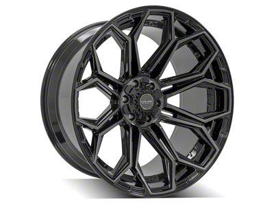 4Play 4P83 Gloss Black with Brushed Face 6-Lug Wheel; 24x12; -44mm Offset (19-24 Silverado 1500)