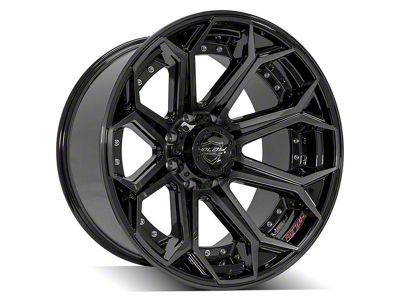 4Play 4P80R Gloss Black with Brushed Face 8-Lug Wheel; 22x12; -44mm Offset (07-10 Silverado 2500 HD)